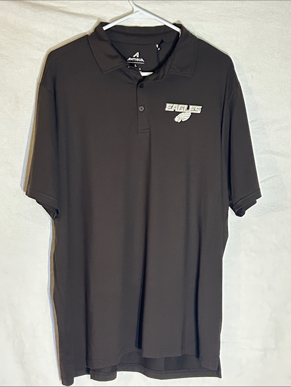 Antigua Men's Eagles Black Polo with Embroidered Logo